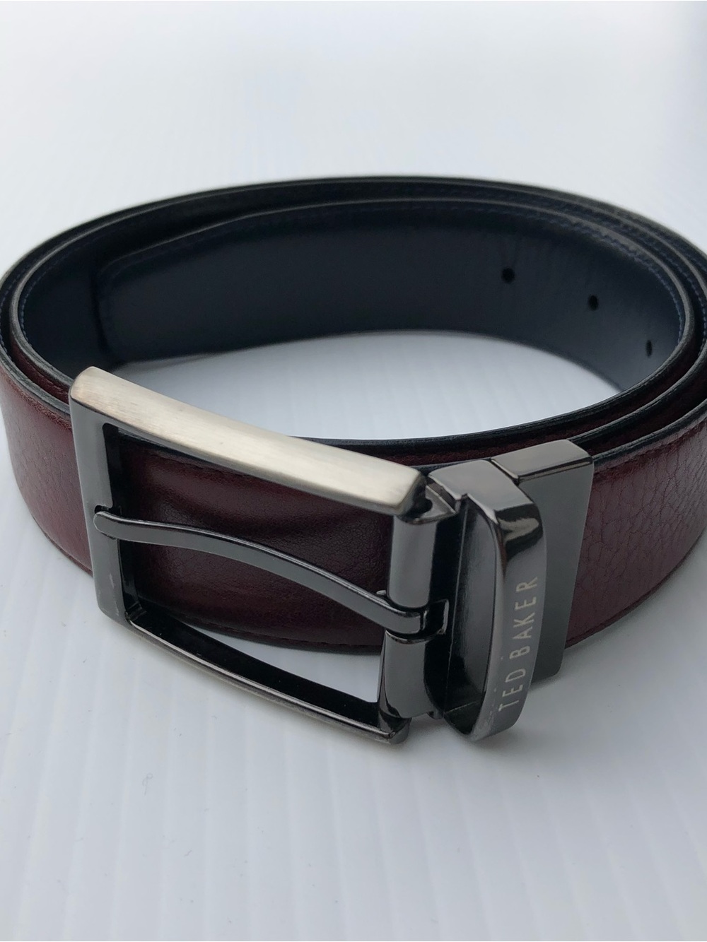 Ted Baker Men's brown and black reversible Leather Belt with Gunmetal Buckle